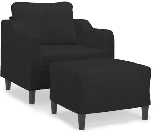 ULUYYUC Loungesessel Couch Klein Küchensofa Sofa Klein - Sessel mit Hocker Schwarz 60 cm Stoff für Küche Jugendzimmer Schlafzimmer Balkon