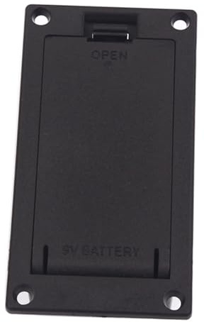 9v Battery Case Holder Box Cover for Eq08 Active Pickup | Black Plastic, Flat Mounting Format, No Wire, for Bass and Ukulele Use
