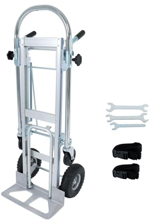 Timunr 3-in-1 Folding Handcart 1000 Pound Aluminum Alloy Heavy-Duty Multifunctional Cart with 4 Wheels