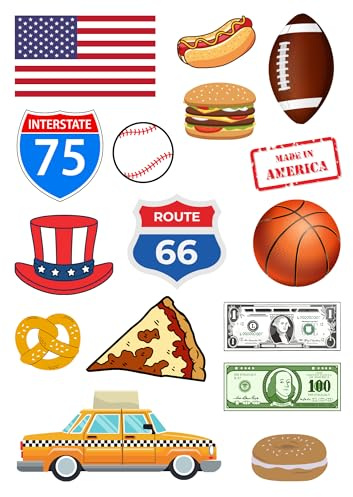 Edible print A4 American theme Cake topper set cake decorations wafer/icing paper UNCUT - Birthday - Retirement - america (wafer card)