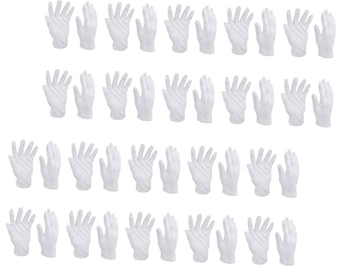 NOLITOY 16 Pairs White Elastic Cotton Jewelry Gloves Washable Hand Care Mitts for Women and Men Suitable for Eczema and Hand Protection