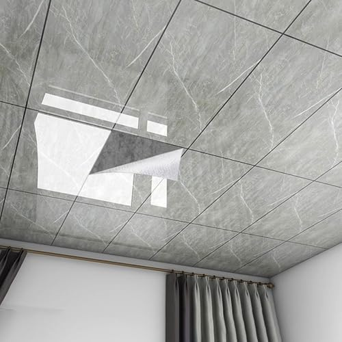 Enigmaire deckenplatten,deckenpaneele feuchtraum,deckenverkleidung selbstklebend,Deckenfliesen PVC,Deckenfliesen Für Abziehen Und Aufkleben,Wasserdicht,FüR Badezimmer Schlafzimmer KüChen Wand