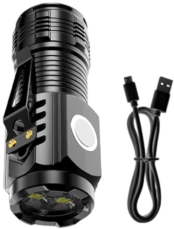 Mini lampe de poche LED – Lumière vive rechargeable d'extérieur, lampe de poche monstre à trois yeux avec clip de et aimant | Pour Camping Randonnée Course Survie En Plein Air Nuit Pêche Travail