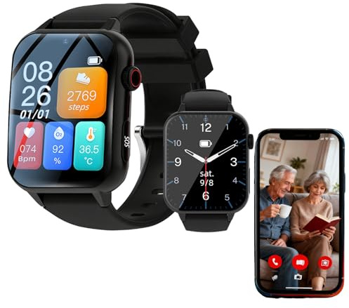 DHsdlpLU Reloj Localizador GPS Personas Mayores para Personas Mayores con Reloj Inteligente con detección de caídas, localización, vibración y Sonido, recordatorio Dual Black