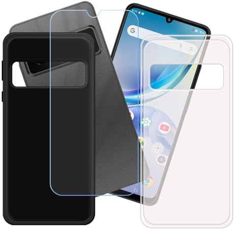 CongJiaLingXi Funda para ZTE Optus X Value (6.75) + Screen Protector, [2 Piezas] Negro + Translúcido Suave Silicona Caso + Cristal Templado Film Vidrio.