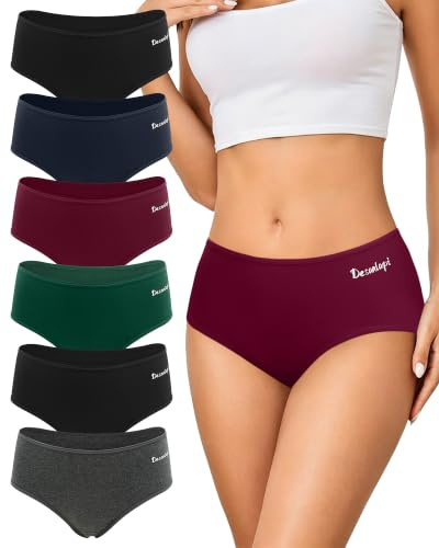 Desanlapi Underbyxor för kvinnor, bomull, 6-pack, brasiliansk slip, underkläder, kvinnor, andningsbara, hipster, flerpack, bomull, underkläder, mjuk, höftslip, strumpbyxor, S-XL, L