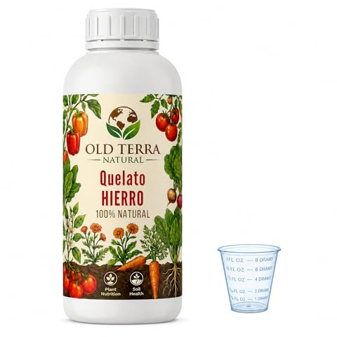 Quelato de Hierro Líquido Listo para Usar - Corrector Anti Clorosis Férrica para Plantas, Césped y Huerto - Rápida Absorción Radicular y Foliar - Revitaliza Hojas Amarillas (0,5 L.)