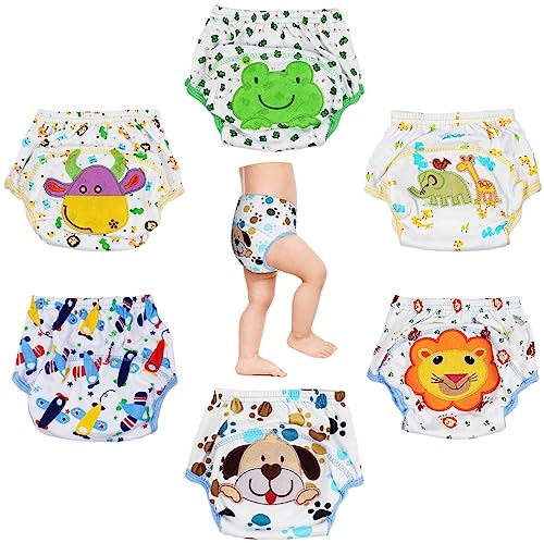 HaimoBurg Lot de 6 Culottes d'apprentissage Imperméable pour Bébé - Multicolores - 90 (1-2 ans)