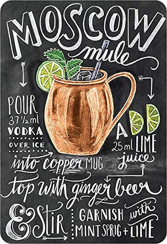 Schatzmix Blechschild Cocktail Rezepte Moscow Mules schwarz. Metallschild Wanddeko 20x30 tin Sign