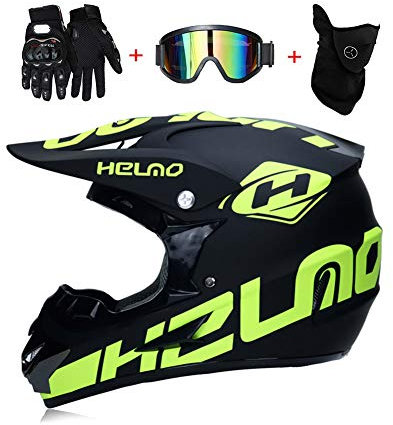 LEENY Adulti Motocross Uomo Casco da Moto con Occhiali Maschera Guanti, Caschi da Cross Motocicletta DH off-Road Enduro Quad Motociclo ATV MTB BMX Motorbike Cross Country per Uomini Donne,M