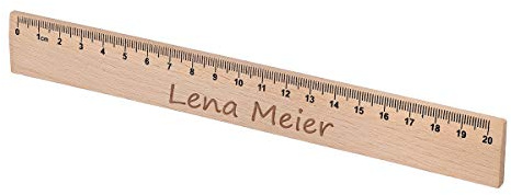 polar-effekt Holz Lineal mit Gravur aus massivem Buchenholz 20cm lang, ideale Geschenkidee für Kinder, individuell personalisiertes Geschenk zur Einschulung, Schule