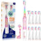 Seago Spazzolino Elettrico Bambini dai 3-12 Anni con Timer di Spazzolamento e Lampade a LED Colorate e 4 Setole Morbide Testine Idea Regalo per Ragazzi e Ragazze SGEK6/SG977 (Rosa FR)