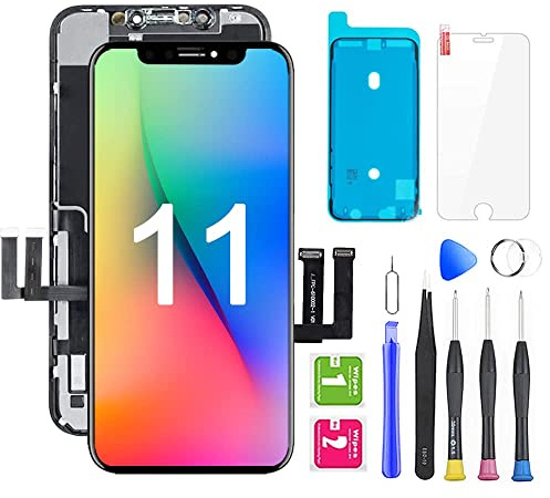 YOXINTA pour Ecran iPhone 11 6.1'', Écran iphone 11 Complet LCD Replacement, Écran iphone 11 Tactile 3D Numériseur Assemblage Complet Cadre étanche Autocollant, Protecteur d'écran