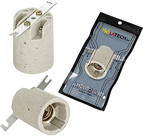 ISOLATECH 1pc E14 portalampada in ceramica con staffa di montaggio Lampadine LED a risparmio energetico (max. 250V/4A) lampadine Casa Cucina Bagno Presa di montaggio Staffa resistente al calore