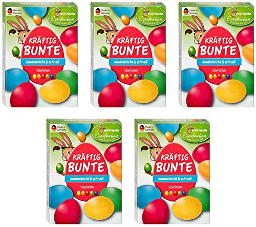 Heitmann Eierfarben Kräftig Bunte - 5 flüssige Kaltfarben - Ostern - Ostereier bemalen, Ostereierfarbe - Grün, Blau, Gelb, Orange, Ro (5)