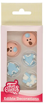 FunCakes Sugar Decorations, Figurines en Sucre, Baby Boy, 12 Pièces | Prêtes à l'Emploi pour la Décoration de Gâteaux, Parfaites pour Cupcakes, Muffins et Plus Encore, Décorations Comestibles