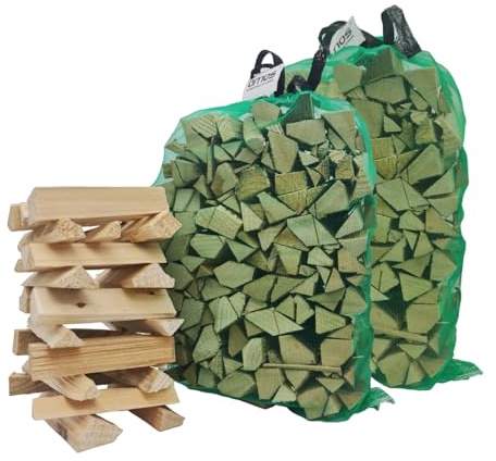 AMOS Kiln-Dried Kindling Wood – 2 Bags, Eco-Friendly Easy-Light Natural Firelighters for Wood Burning Stoves, BBQs, Pizza Ovens & Log Burners