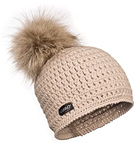 Merino-Mütze ANDERMATT hell-beige (creme) Unisex Wollmütze mit vegetarischem Bommel Bommelmütze Pudelmütze Damen-Mütze Herren-Mütze siamo-handmade
