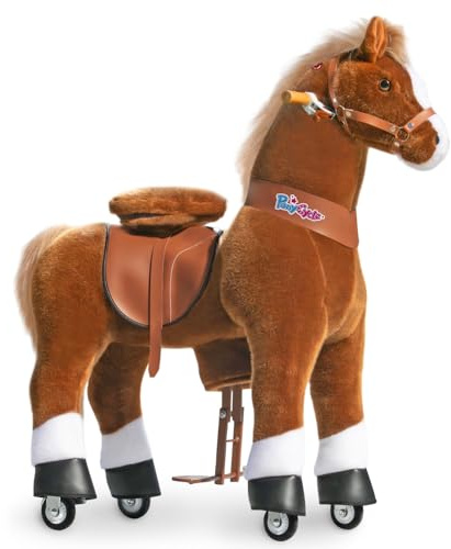 PonyCycle Mechanical Ride On Pony Hobby Horse Toy with Wheels Classic Model U Plush Walking Animal Rideable Horse for Older Big Kids Ages 7 to adults Indoor Outdoor Riding Horse Toy Brown Ux524