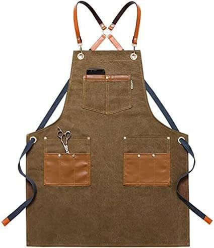 AUGUSE Arbeitsschürze, Werkzeugschürze für Schreiner, Arbeitsschürze Canvas Küchenschürze Koch Arbeitsschürze Bar Shop Cafés Schönheit for Männer Frauen (Color : E)