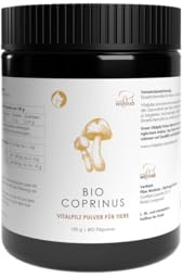 Pilze Wohlrab - Bio Coprinus comatus Pulver für Tiere - 100 g - Reines Schopftintling Pulver - Vitalpilze - Dosierung für Tiere - 1 Dose - Höchste Bio-Qualität