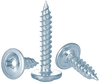 FandWay 100Pcs Wafer Head Self Tapping Screws,M4.2x19mm Wood Screws,Modified Truss Head Self Drilling Screw,Blue Zinc Coated Sheet Metal Screw for Aluminum WoodWork Plastics.