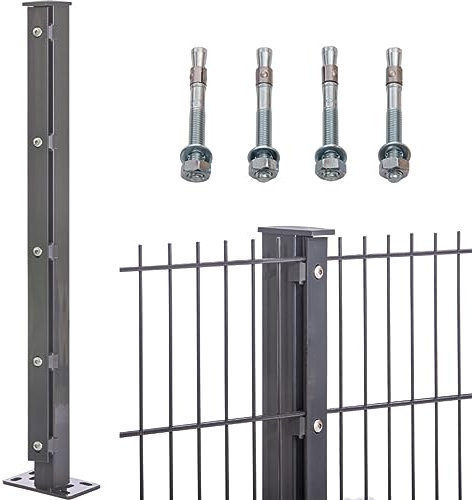 Doppelstabmattenzaun zum Aufdübeln 656 in Anthrazit | Gartenzaun | Stabmattenzaun | mit Fußplatte 300mm | 12.5-123 cm