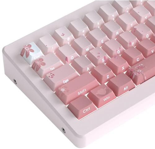 Keycaps PBT Custom Keycap 135 Tasten Pink Gradient Keycaps Set Letter Side Engraved Transparent Cherry Profil Tastenkappe für ISO Layout Cherry MX Switches Mechanische Tastaturen