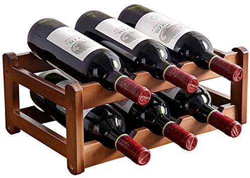 Casiers à vin de Table, étagères de Rangement en Bois à 2 Niveaux pour 6 Bouteilles, Caves à vin, décoration de la Maison et de la Cuisine The New