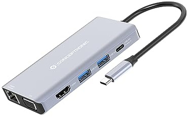 Conceptronic Donn20g Replicatore Di Porte E Docking Station Per Laptop Cablato Usb 3.2 Gen 1 [3.1 Gen 1] TypE-C Grigio (conceptronic Donn20g 10-IN-1