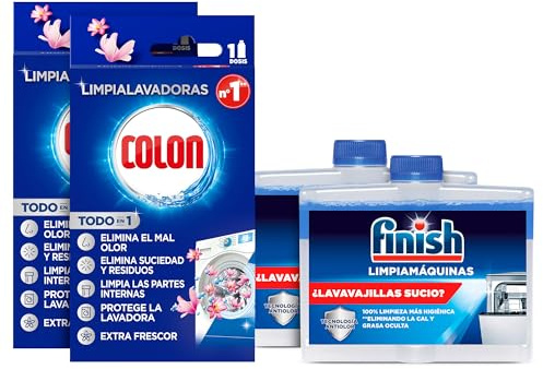 Finish Limpiamáquinas Regular 2x250ml + Limpialavadoras Colon 2 unidades