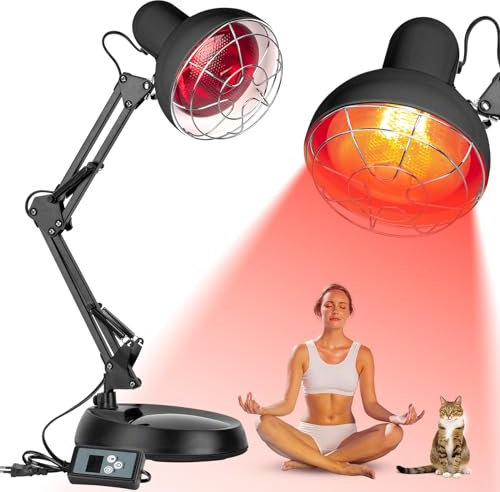Cozion Lampada Infrarossi 100 Watt, Lampada a Infrarossi Riscaldante - 10 Temperature Regolabili, Luce a Riscaldante per Alleviare i Dolori, Luce Rossa Termica per Uso Domestico con Supporto e Timer