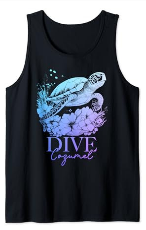 Dive Cozumel Mexiko Meeresschildkröte Taucher Souvenir Tank Top