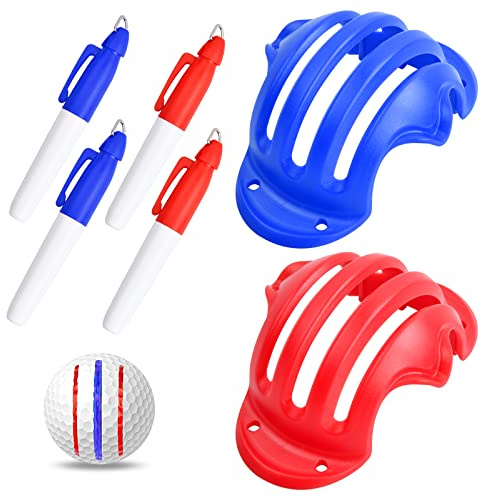 Rapidbok 2 Stück Golfball Markierer Set mit 4 Markierungsstiften, Golfballmarkierer Golfball Strichzeichnung Markierung, Golf Ball Liner Marker Golfball Alignment Tool für Präzises Putt-Training