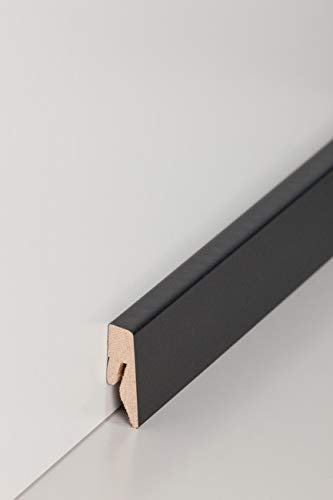 Sockelleiste MDF 15 x 40 x 2500 mm MDF-Kern foliert Schwarz zum Kleben, Clipsen, Schrauben & Nageln Fußleiste by PROVISTON 12.5 Meter | 5 Stück