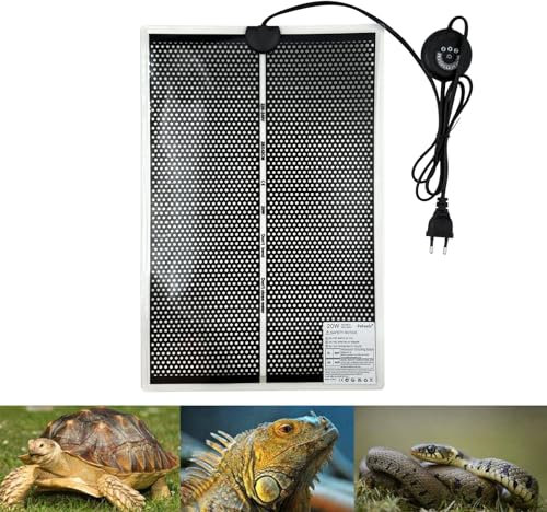 PeSandy Terrarium Heizmatte, Reptil Heizmatten mit 7 Knöpfen zur Temperatureinstellung für Reptilien Schildkröte Schlange Eidechse Gecko Frosch Einsiedlerkrebs, 42x28CM Reptilien Heizkissen