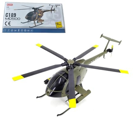 NULA Ferngesteuertes RC Hubschrauber, MD500 C189 Helicopter Flugzeug 1/28 2.4G 4CH Single-Rotor Militär Hubschrauber mit 6-Achsen-Kreisel, RC Helikopter Spielzeuge für Anfänger Erwachsene