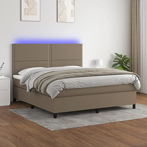 Brokky Boxspringbett mit Matratze & LED Bett Mit Bettkasten Bett Boxspringbett Betten Boxspringbett Mit Matratze Taupe 180x200 cm Stoff - 3134817