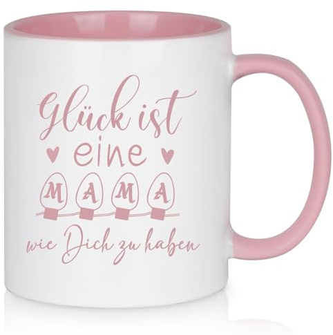 Diztoud Tasse Muttertagsgeschenke für Mama, Mutter Geschenk Muttertag, Glück ist eine Mama wie dich zu haben, Geschenke für Mütter, Muttertagsgeschenk, Geburtstagsgeschenk, 325ml Keramik Kaffeetasse