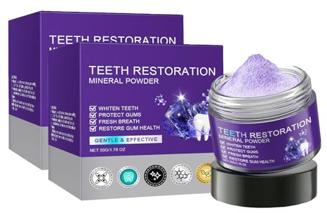 2er Pack Lila Zahnpulver, Natürliches Zahnaufhellungsmittel, Zahnverfärbungen Entfernung, Stärkung Von Zähnen Und Zahnfleisch, Mineralpulver Für Tägliche Anwendung Purple Tooth Powder