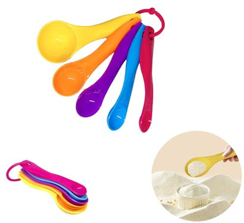 5er-Set Messlöffel, farbige Messlöffel für Flüssigkeiten und Pulver, Kunststoff, zum Kochen, Grillen, Backen und für Zutatenhilfen Gadgets