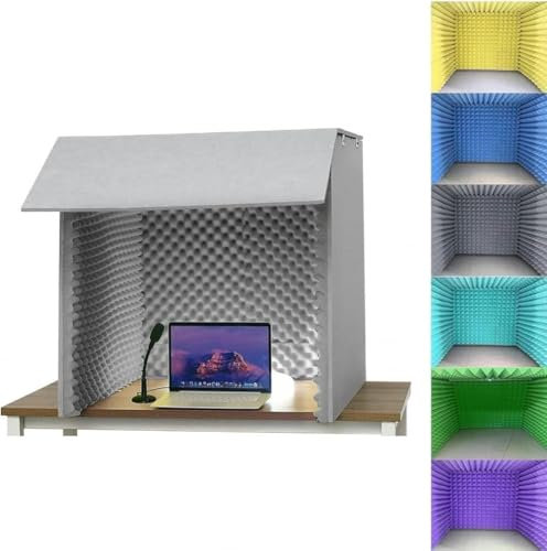 ELzEy Sound Proof Foam, Sound Proof Booth,vocal Booth Bedroom,Recording Booth For Home Studio, Foldable Assembly Type, Conference, Broadcasting Microphone Soundproof-Grey