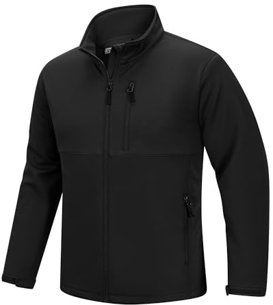 Outdoor Ventures Softshelljackor för män, vattentät, andningsbar vandringsjacka, windbreaker, lätt sportjacka för löpning, cykling, camping, svart, XL