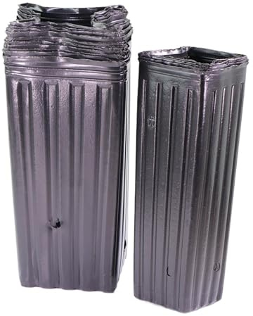 Maceteros Altos Bolsa gruesa de PE for plantación de vivero, taza cuadrada alta for plántulas, maceta transpirable de plástico negro for cultivo de trasplante de árboles jóvenes para Guardería(A-9x29c