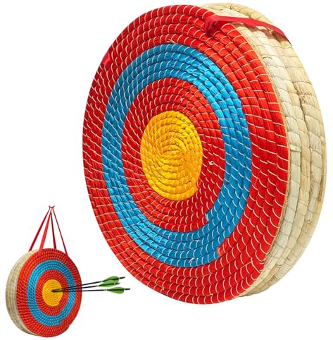 Laurraine Bogenschießen-Zielscheibe, solides Stroh, rundes Ziel, traditionelles Bogenpfeil-Ziel, verwendet für Outdoor-Sportarten, Bogenschießen, Darts und Schießübungen für Erwachsene, 50 cm x 5