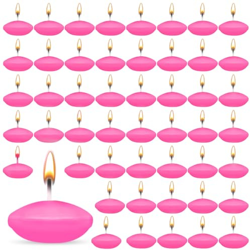 ZITUZY 50 candele galleggianti rosa scuro candele galleggianti non profumate per la piscina nuziale, vasca da bagno di San Valentino, cena, decorazione natalizia (rosa scuro)