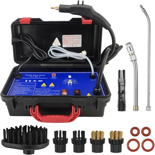 Limpiador de vapor de mano profesional, diseño sin tanque de alta temperatura con 8 accesorios para limpieza del hogar, detalles del coche y desengrasado del motor