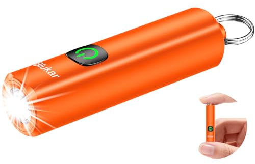 Blukar Mini Torcia LED Ricaricabile, Super Luminoso Torcia EDC Tascabile con Portachiavi, 3 Modalità, Funzione di Memoria, Impermeabile Portatile Flashlight per Campeggio/Pesca/Trekking/Emergenza