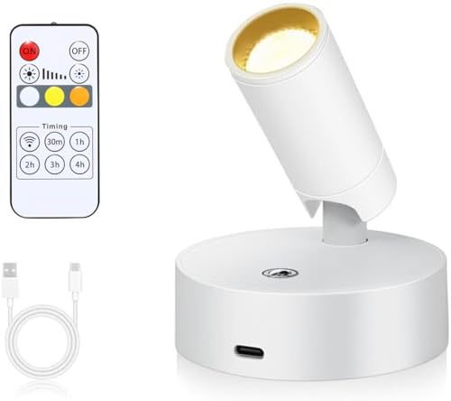Cefrank Lampe Murale LED sans Fil pour Tableaux et Miroirs – Télécommande, 3 Températures de Blanc, USB-C, sans Perçage, Rechargeable, Aluminium