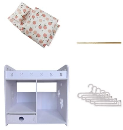 Puppenbettwäsche 3-teilig Set mit Matratze, Decke und Kissen für Puppenwagen, Puppenbett, Lauflernwagen, Reisebett und Etagenbetten, Weiß